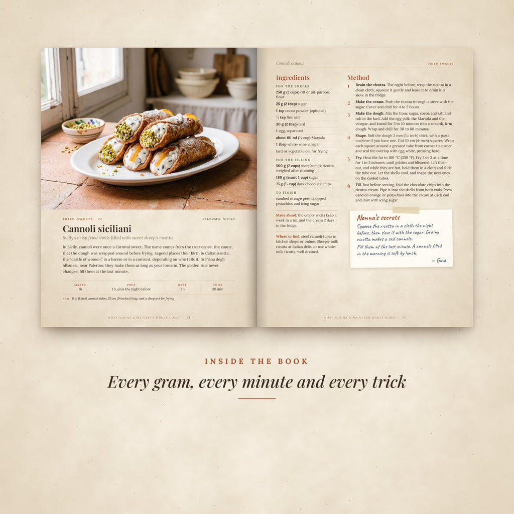 Inside the book: the cannoli siciliani pages
